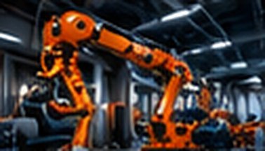 Industrial robot arms on a factory floor